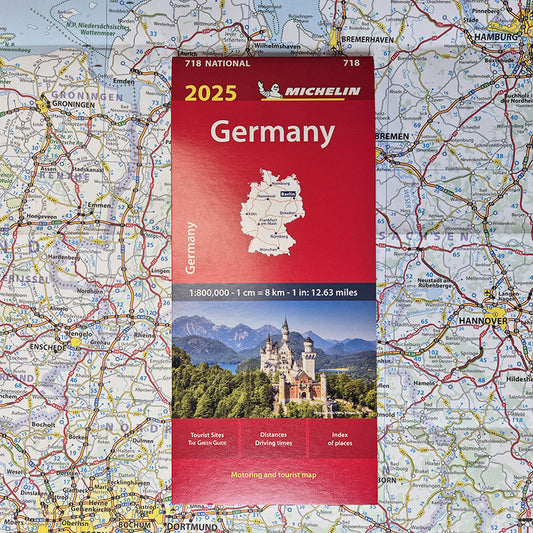 Foldout flat map Germany Michelin 718 2025 9782067265363 vicairous media books front cover