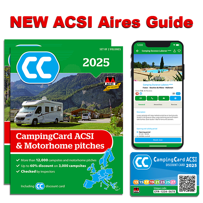 Aires edition CampingCard and motorhome pitches ACSI 2025 cover set