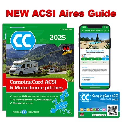 Aires edition CampingCard and motorhome pitches ACSI 2025 cover set