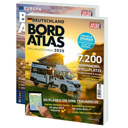 Reise Mobil Bord Atlas 2025 German Stellplatze Guide motorhome stopover Europe front cover 