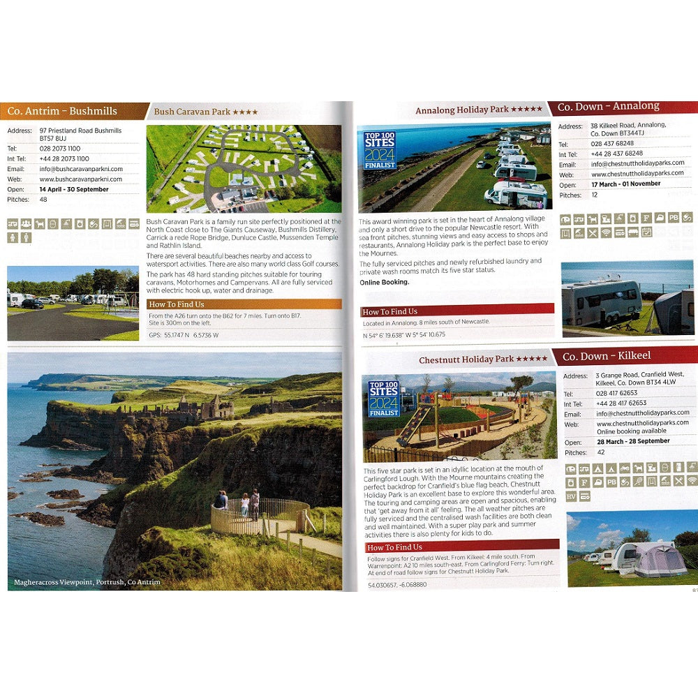 Caravan, Camping and Motorhome Guide Ireland 2025 Vicarious Media Books entry preview co antrim