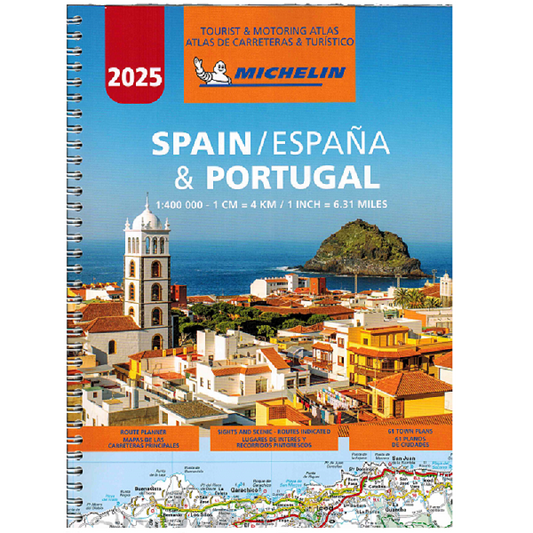 2025 Spain and Portugal Road Atlas map A4 Spiralbound by Michelin