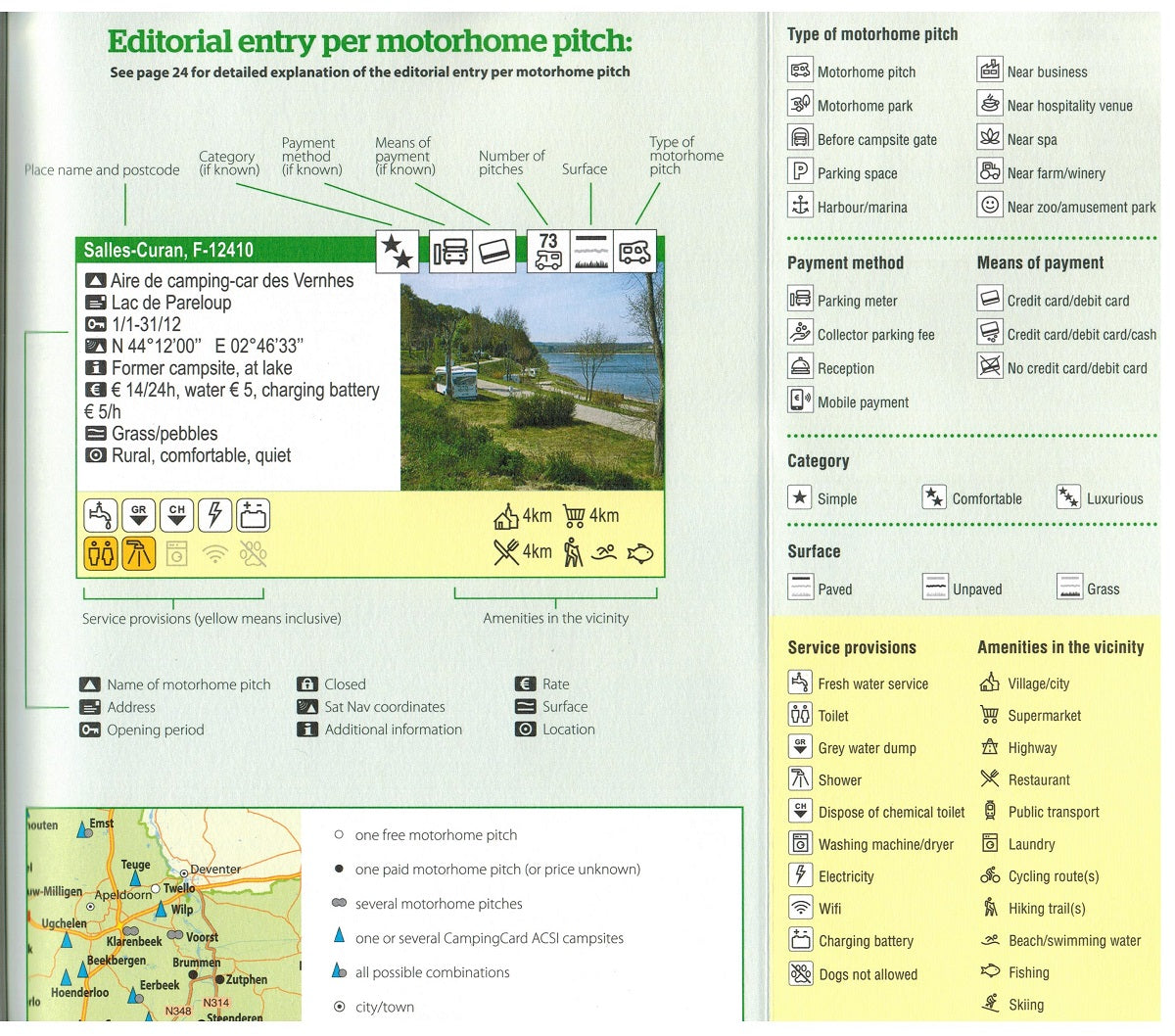 Aires edition CampingCard and motorhome pitches ACSI 2025 Aires explanation