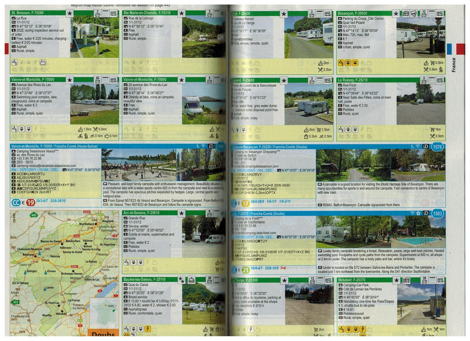 Aires edition CampingCard and motorhome pitches ACSI 2025  France pages