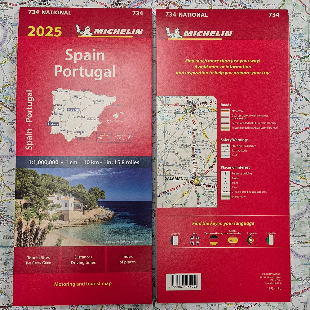 Michelin 734 Spain and Portugal 2025 Sheet Map front and rear covers 9782067265448