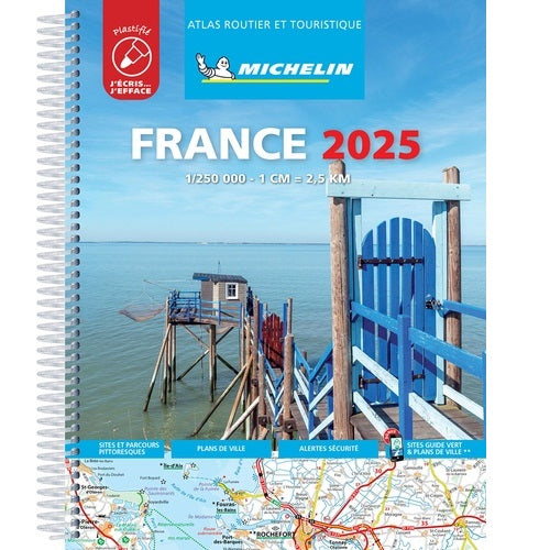 2025 Michelin Laminated France Spiralbound Road Atlas 9782067265035 vicarious media books