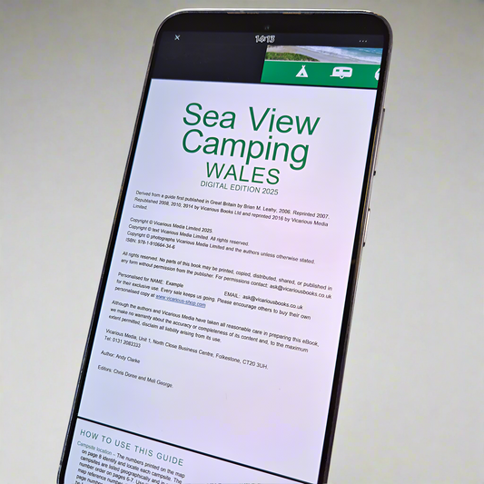 Sea View Camping Wales 2025 digital edition ebook by vicarious media books united kingdom uk campsite guidebook front cover