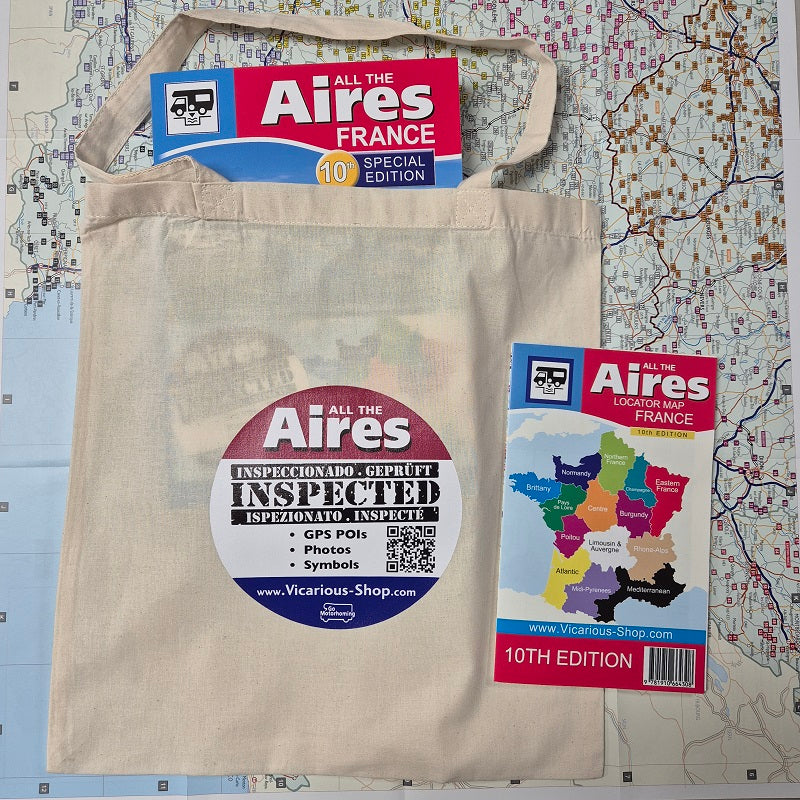 All The Aires France 10th edition with Inspected bag and 2 maps