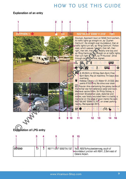 All the Aires Belgium, Luxembourg and the Netherlands IBSN:9781910661063 Vicarious Media Motorhome Guidebook, Motorhoming, Aires, Stopovers, Caravan, Caravanning entry